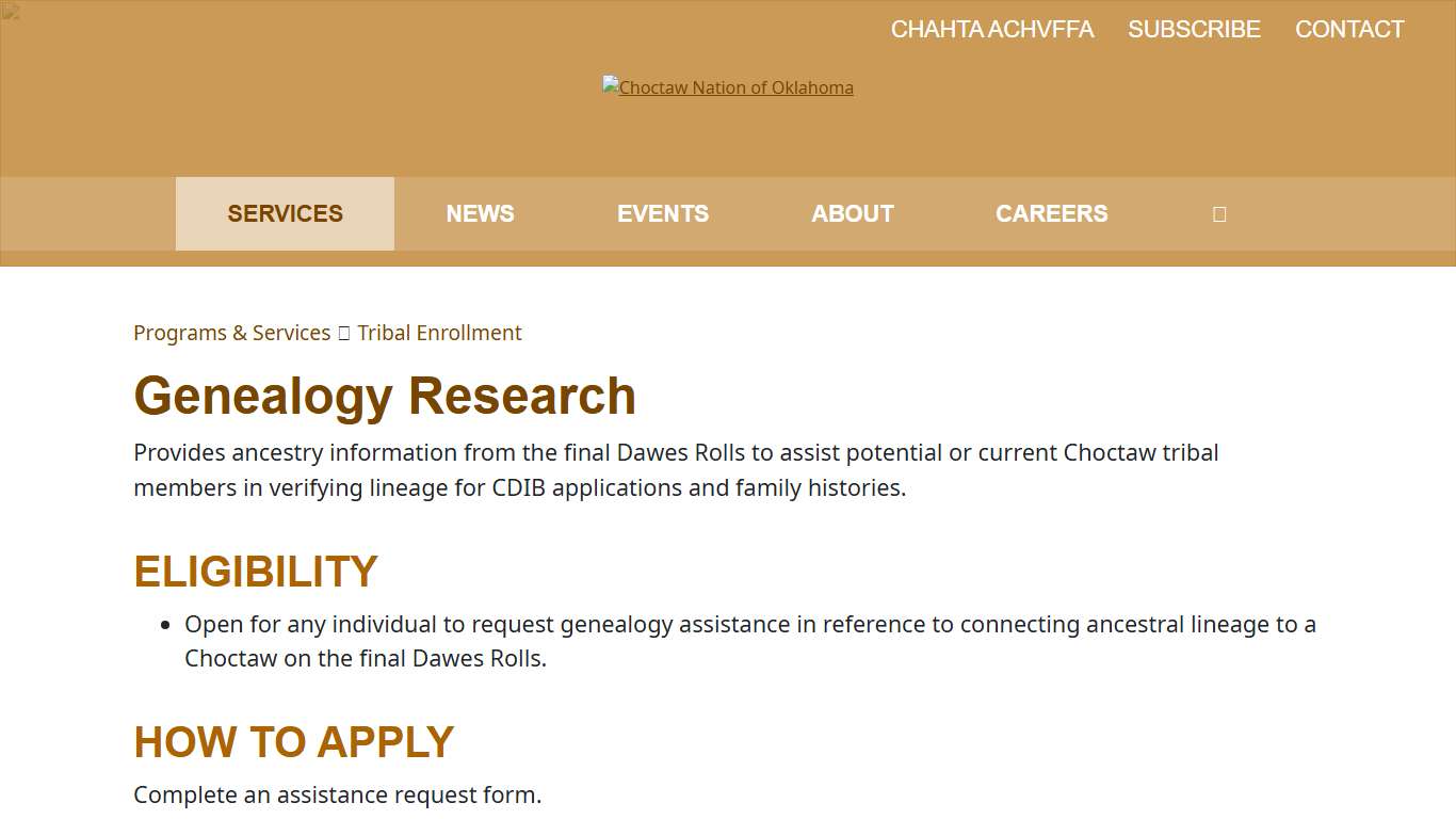 Genealogy Research - Choctaw Nation of Oklahoma