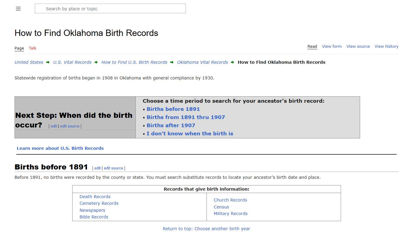 How to Find Oklahoma Birth Records • FamilySearch
